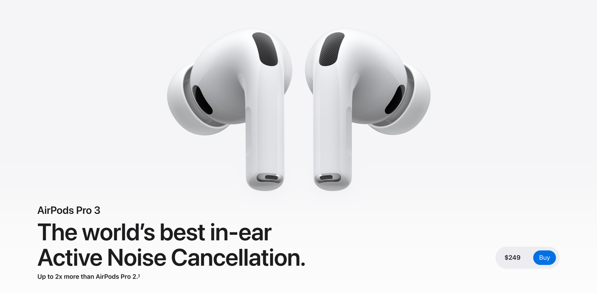 Apple AirPods Pro product image from Apple's official AirPods page