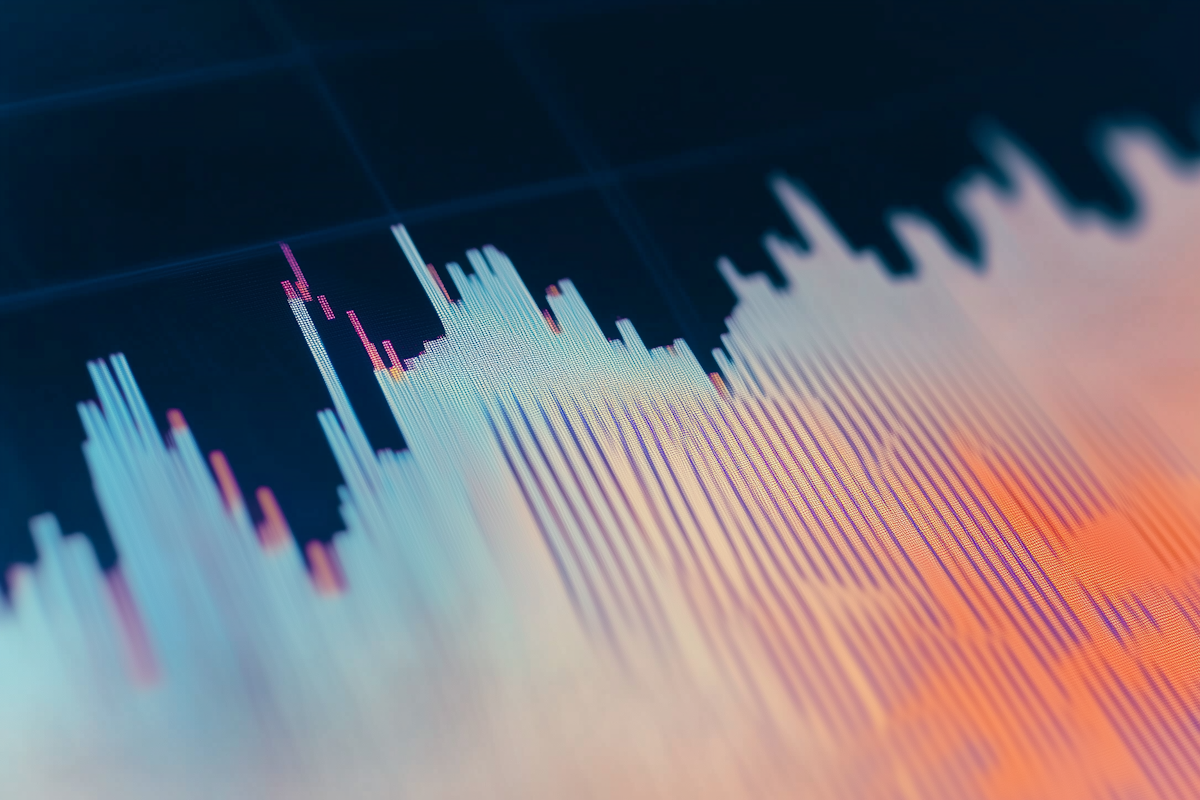 Abstract digital financial chart with market data lines