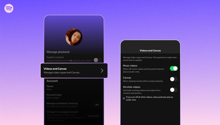 Spotify's official image for its video controls announcement